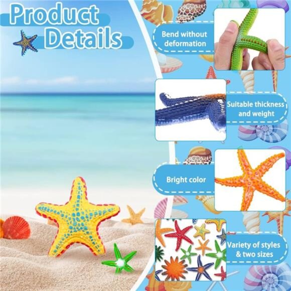 Kids 16 Pieces Big Diving Pool Toys, Beach Colorful Starfish Summer Swimming Toy - Picture 3 of 6